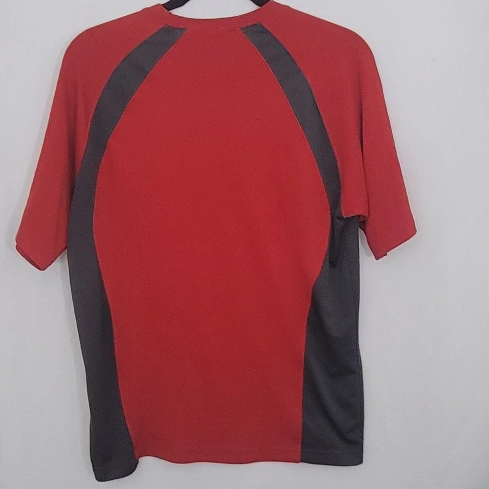 Mens M‎ The North Face VaporWick T-Shirt Red Gray Athletic Performance Quick Dry